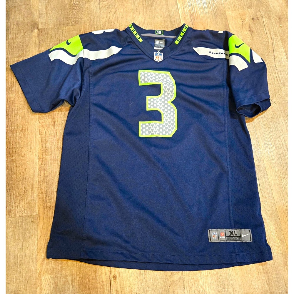 Nike Russell Wilson #3 Seattle Seahawks NFL Football Jersey Boys Youth XL Navy